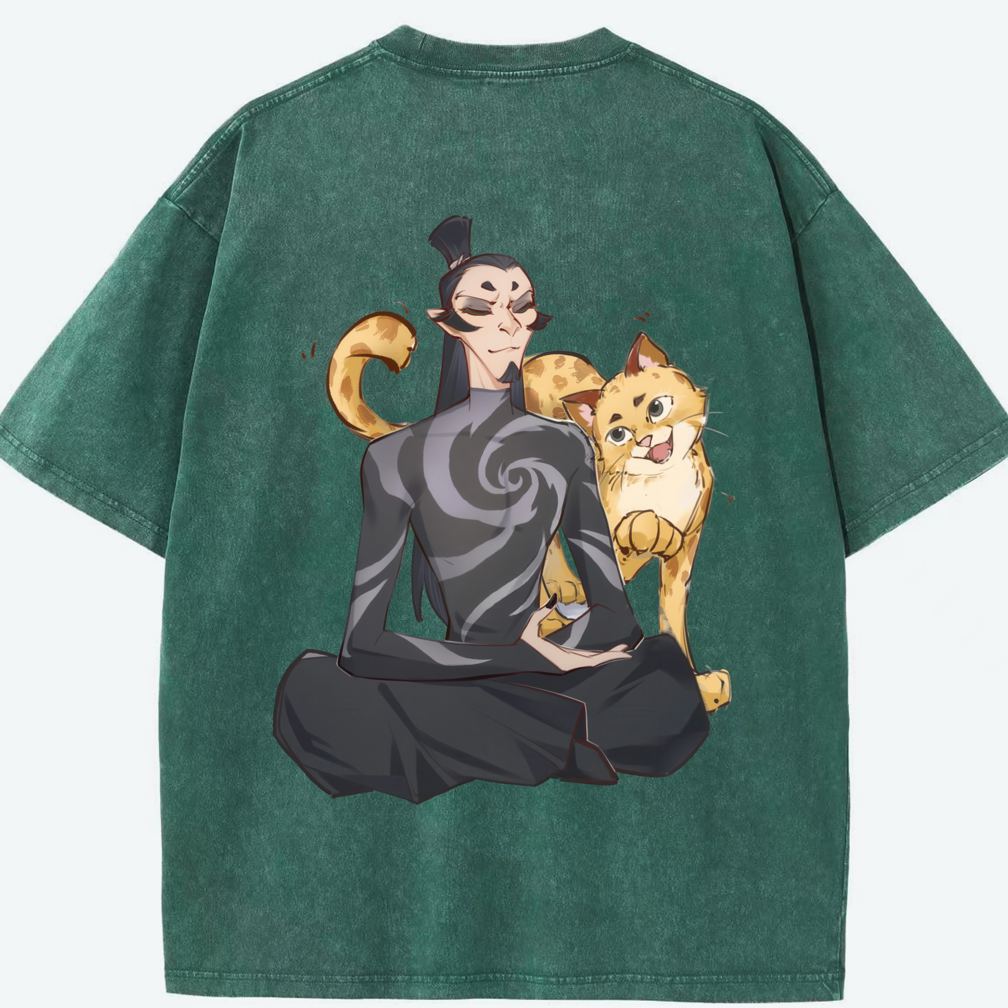 （画像用） Ne Zha 2 ナタ 魔童の大暴れ 綿100% ヴィンテージ風 半袖Tシャツ（背面プリント）